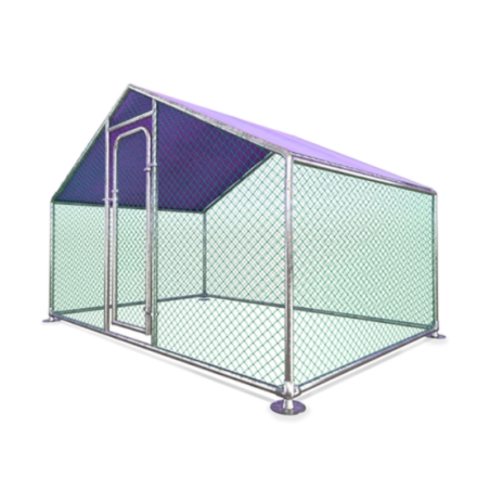 Metal Walk-in Chicken Coop/Chicken Run with Purple Waterproof Cover 10x6.5 Feet