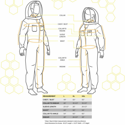 Professional Cotton Full Body Beekeeping Suit w/ Supporting Veil Hood - X Large