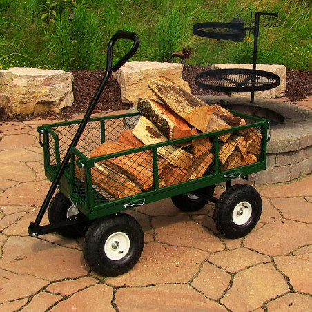 Steel Utility Cart w Removable Folding Sides Green - 400-lb Capacity