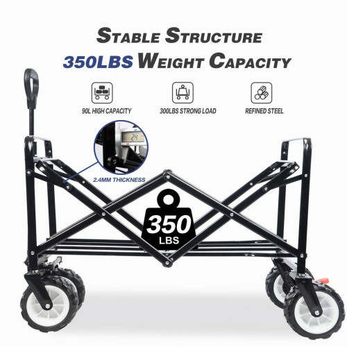 Collapsible Folding Wagon Cart Heavy Duty Utility Beach Wheels Outdoor Garden