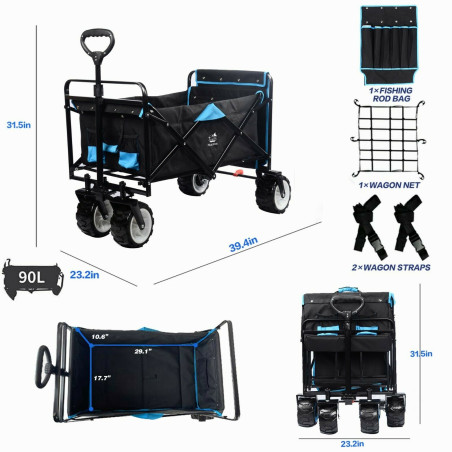 Collapsible Folding Wagon Cart Heavy Duty Utility Beach Wheels Outdoor Garden