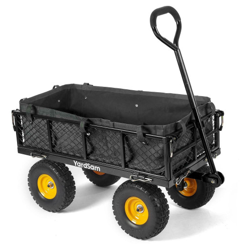 Heavy Duty 400 Lbs Capacity Mesh Steel Garden Carts with No-Flat Tires