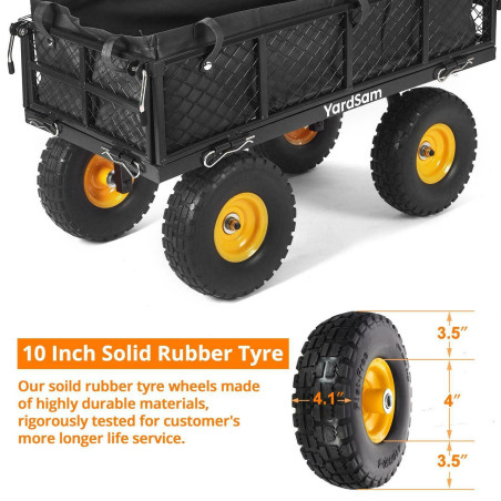 Heavy Duty 400 Lbs Capacity Mesh Steel Garden Carts with No-Flat Tires