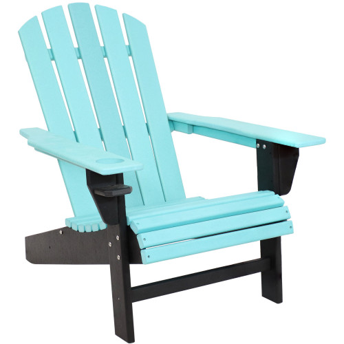 Turquoise Black Adirondack Chair with Drink Holder - 1 Chair