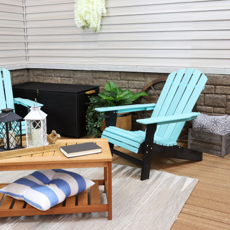 Turquoise Black Adirondack Chair with Drink Holder - 1 Chair