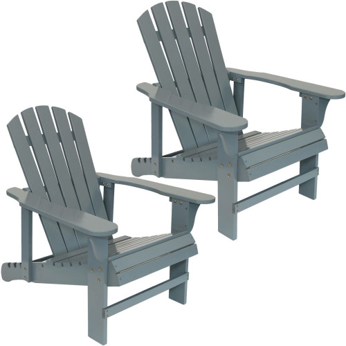 Adirondack Chairs with Adjustable Backrest Wood - Gray Set of 2