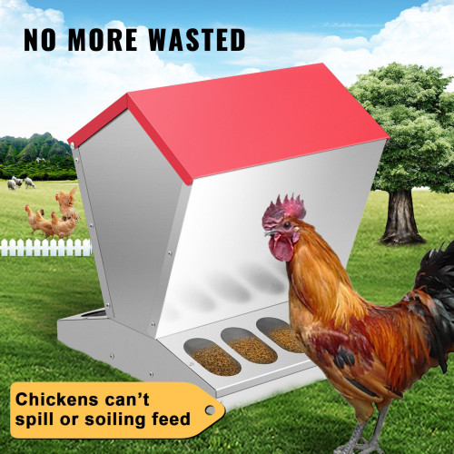 25 Lbs Galvanized Poultry Feeder Chicken Feeder No Waste Metal Feeder