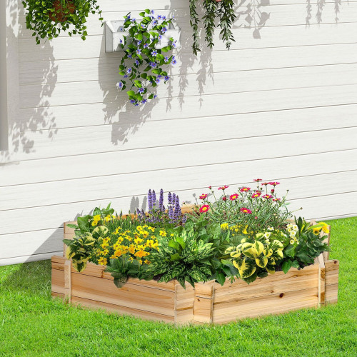 39'' x 36'' Screwless Raised Garden Bed Hexagon Planter Box Easy DIY Herb Garden