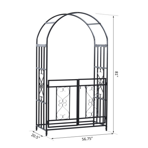 Metal 7'  Garden Arch with Gate Arbor Wedding Bridal Party Archway Floral Decoration