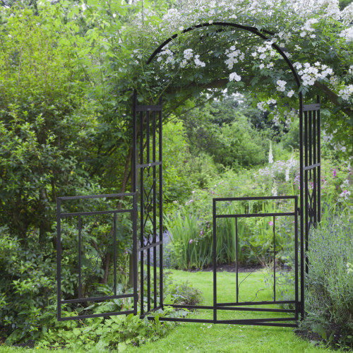 Metal 7'  Garden Arch with Gate Arbor Wedding Bridal Party Archway Floral Decoration