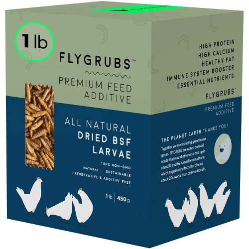 FLYGRUBS | Dried Black Soldier Fly Grubs for Birds Hens Ducks Reptiles (1 lb) -  Non-GMO - 85X More Calcium Than Meal Worms