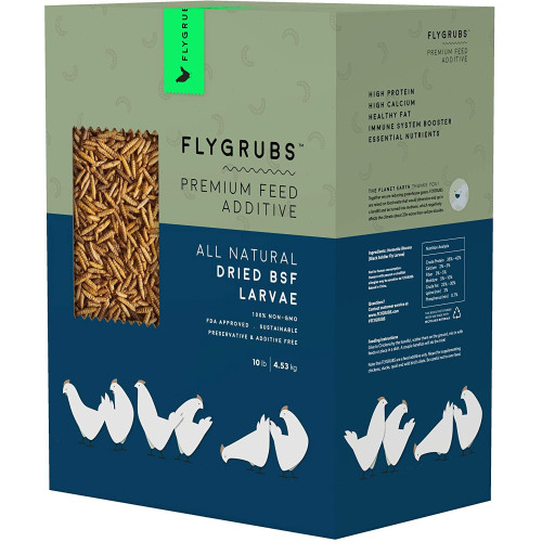 FLYGRUBS | Dried Black Soldier Fly Grubs for Birds Hens Ducks Reptiles (10 lb) -  Non-GMO - 85X More Calcium Than Meal Worms