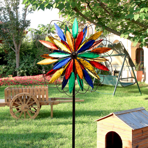 Garden Wind Spinner Large Metal Wind Sculpture Windmill For Home Patio Backyard