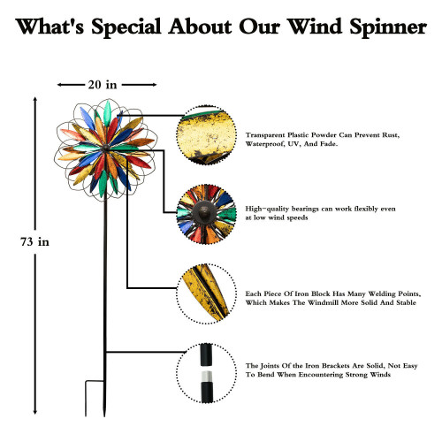 Garden Wind Spinner Large Metal Wind Sculpture Windmill For Home Patio Backyard