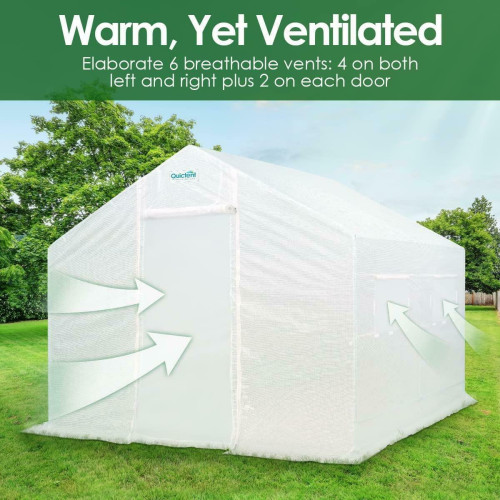 10'x9'x8' Portable Tunnel Greenhouse 2 Doors Large Walk-in Greenhouse